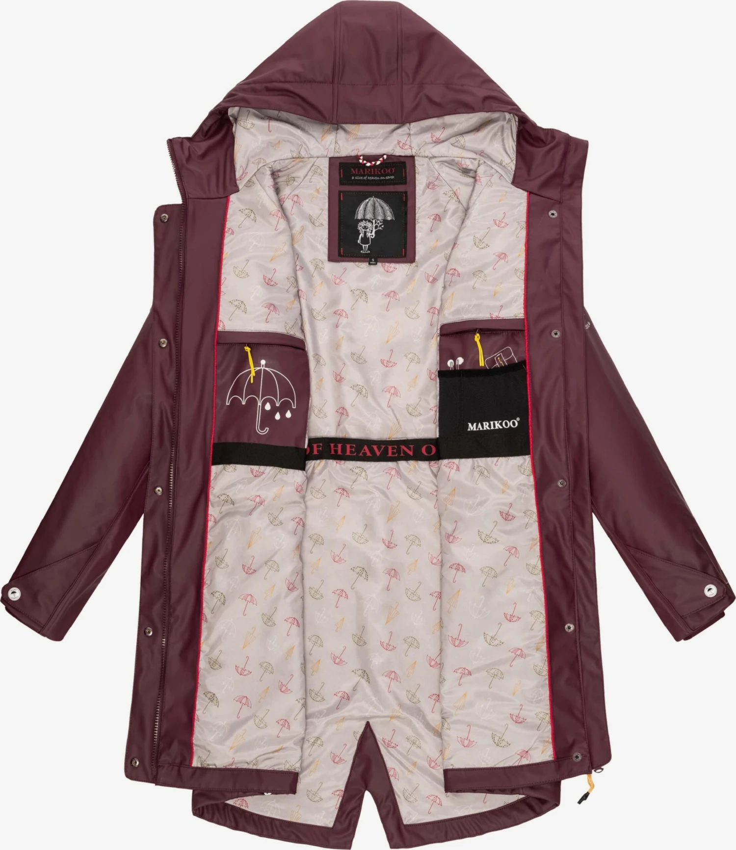 Marikoo Regenmantels Functionele Mantel Dames Bordeaux 6 Marikoo Regenmantels Functionele Mantel Dames Bordeaux - Afbeelding 4