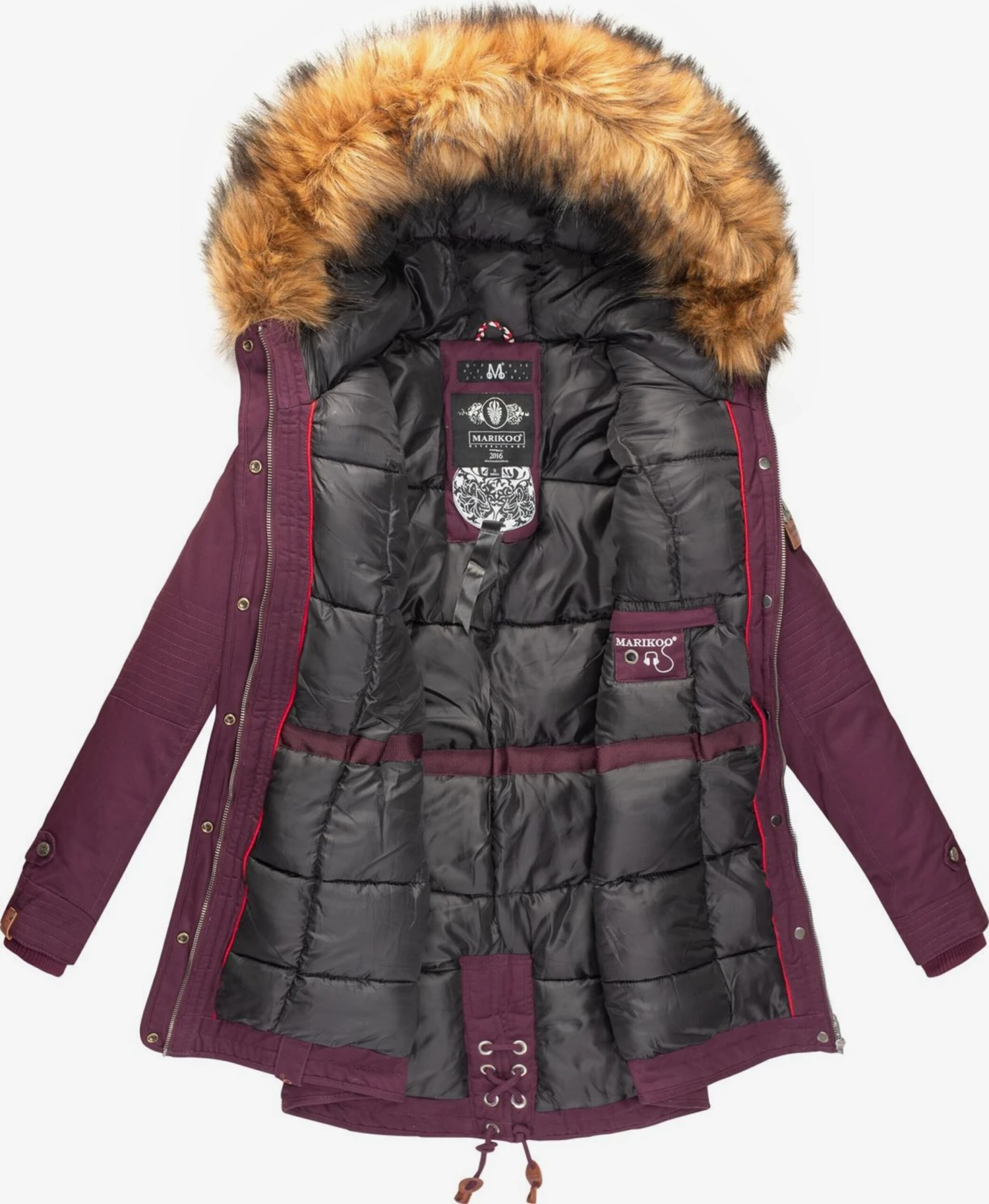 Marikoo Parkas Winterparka Dames Wijnrood 7 Marikoo Parkas Winterparka Dames Wijnrood - Afbeelding 5