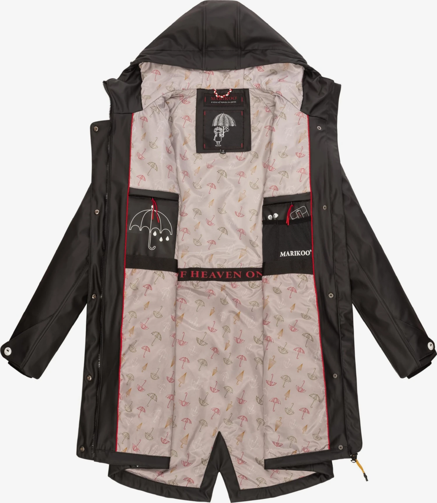 Marikoo Regenmantels Functionele Mantel Dames Zwart 7 Marikoo Regenmantels Functionele Mantel Dames Zwart - Afbeelding 5